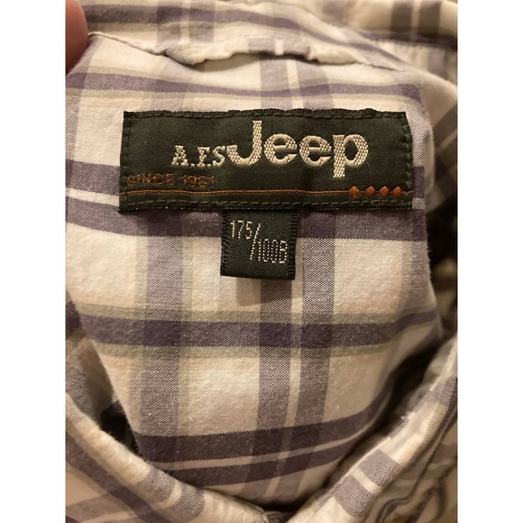 Jeep Mens Mens Shirt Short Sleeve Button Down Purple & White 17.5 Large - Picture 4 of 4